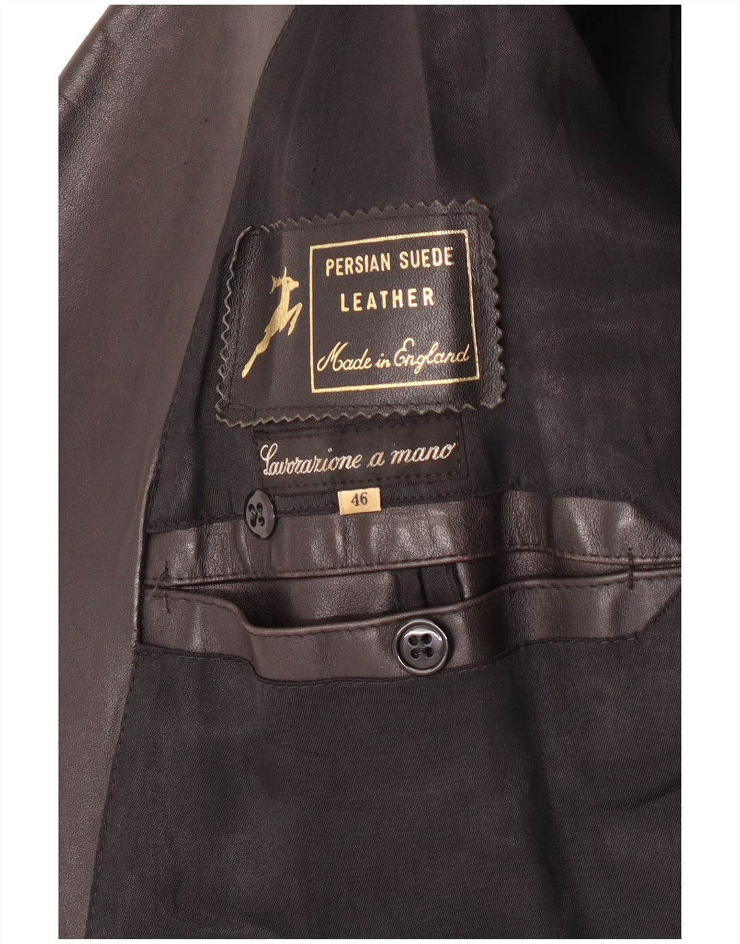 Vintage Mens Leather Coat IT 46 Small Black Leather Classic