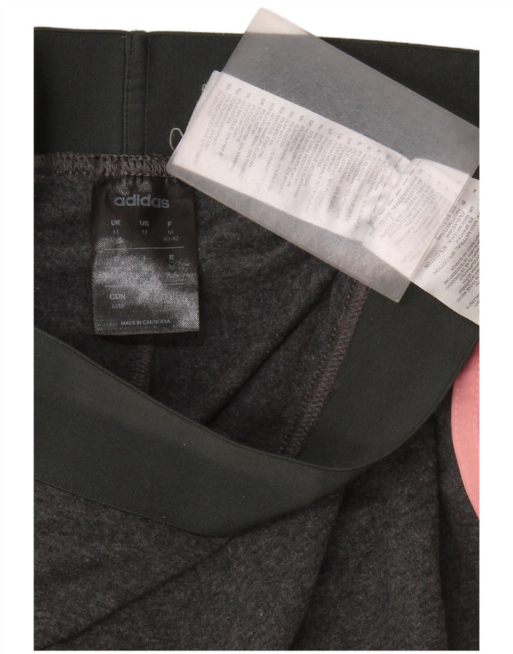 Adidas Womens Crop Leggings UK 12/14 Medium Grey Cotton
