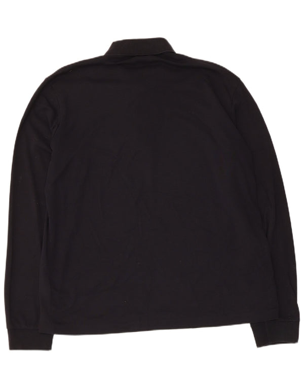 Hugo Boss Mens Long Sleeve Polo Shirt Medium Black Cotton
