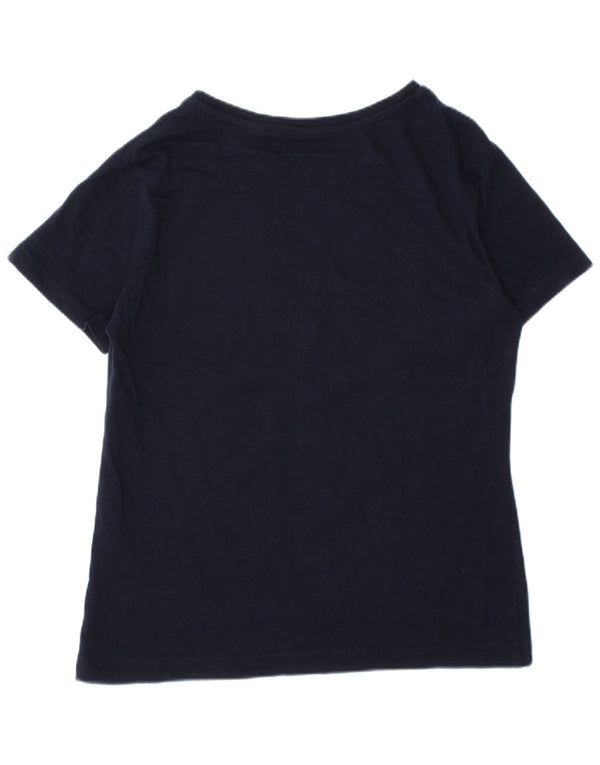 JACK WILLS Girls Graphic T-Shirt Top 8-9 Years Navy Blue Cotton