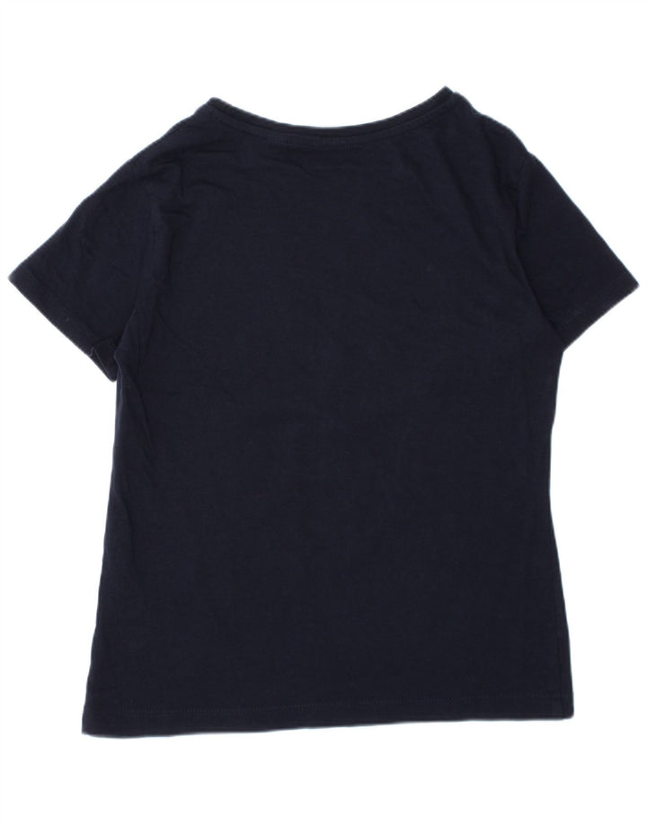 JACK WILLS Girls Graphic T-Shirt Top 8-9 Years Navy Blue Cotton