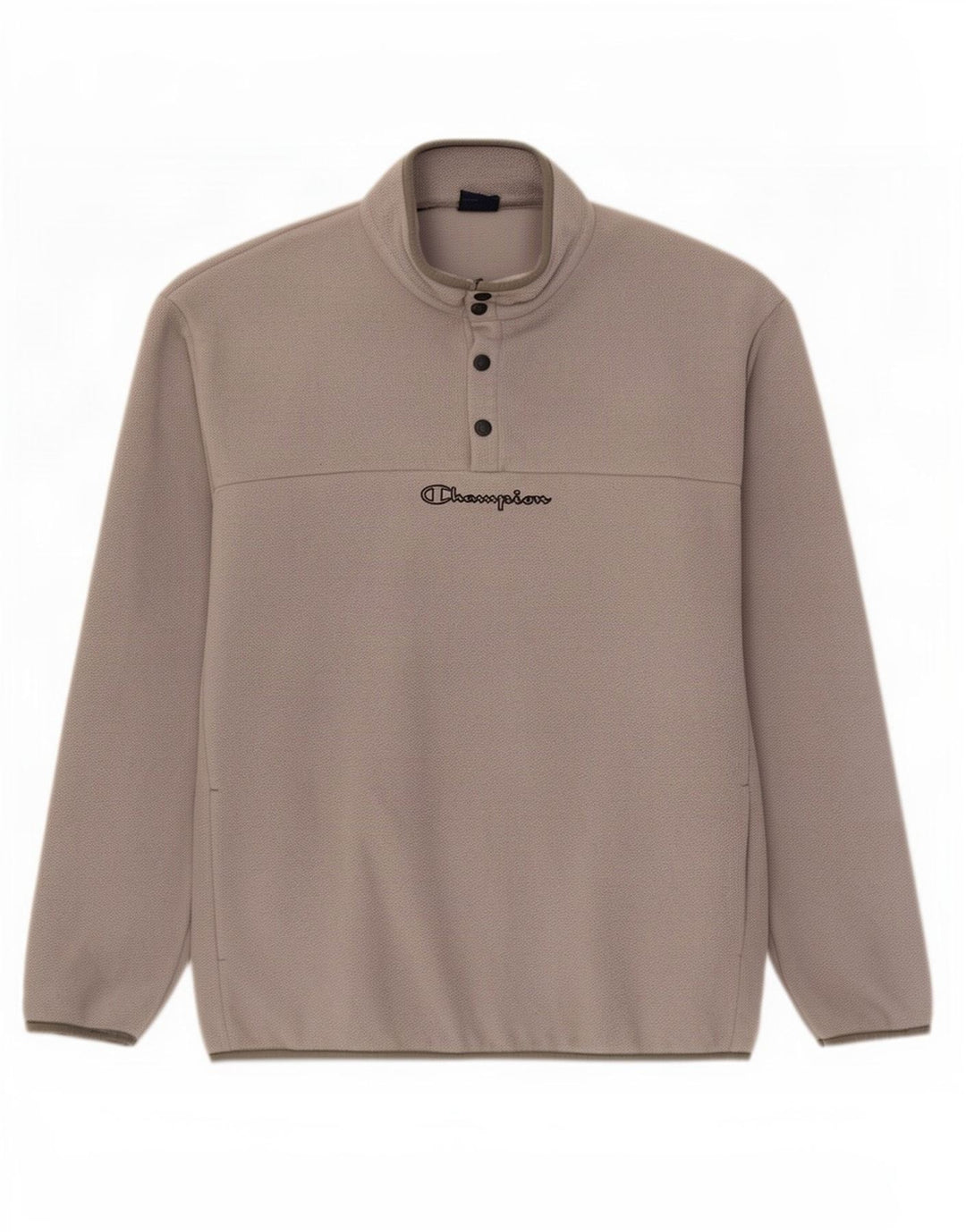 Champion Mens Button Neck Fleece Jumper Medium Grey Polyester