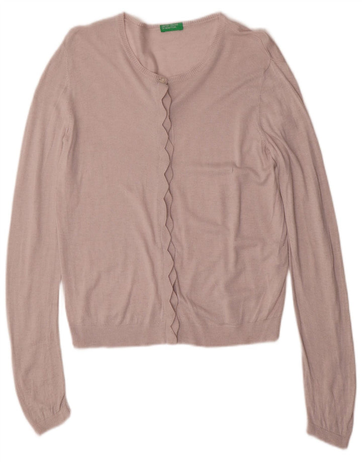 BENETTON Girls Cardigan Sweater 11-12 Years 2XL Pink Viscose