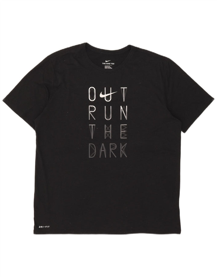 Nike Mens Dri Fit Graphic T-Shirt Top XL Black Polyester
