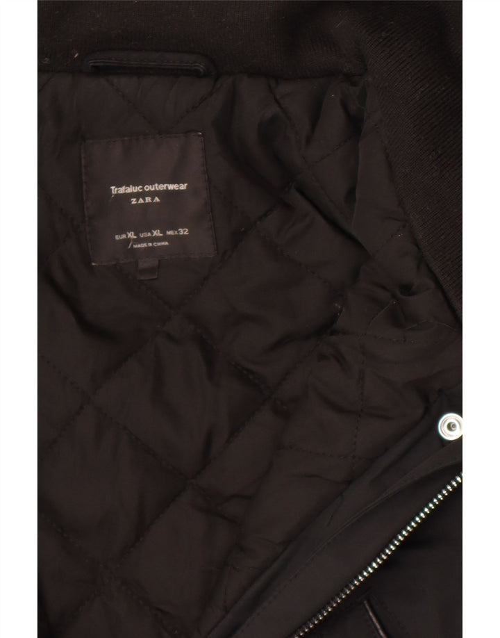 Zara Womens Hooded Windbreaker Jacket UK 18 XL Black Polyester