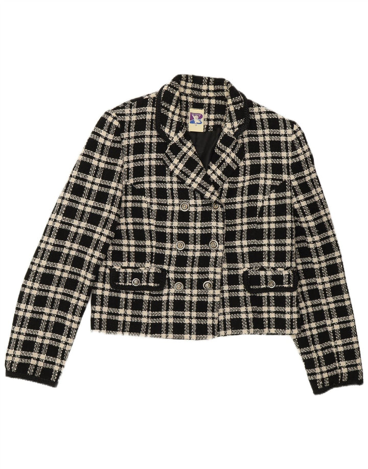 Yessica Womens Double Breasted Blazer Jacket EU 40 Medium Black Check Wool