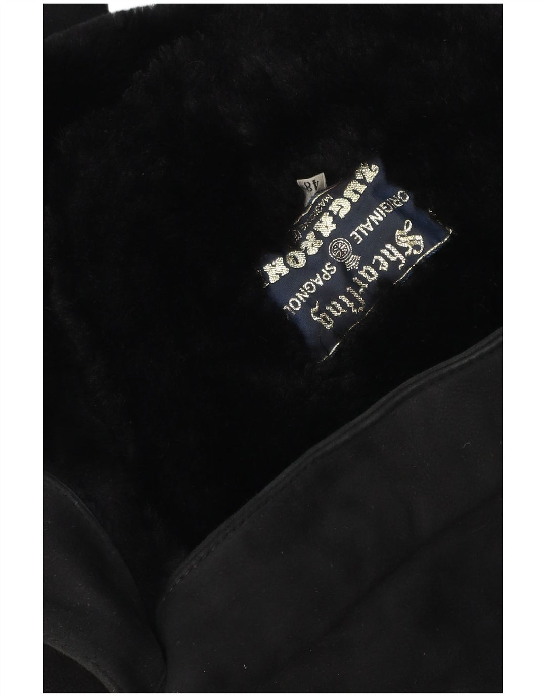 VINTAGE Mens Shearling Overcoat IT 48 Medium Black Shearling