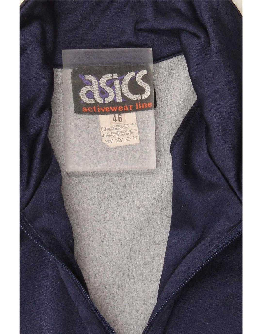 Asics Mens Graphic Tracksuit Top Jacket IT 46 Small Navy Blue Colourblock