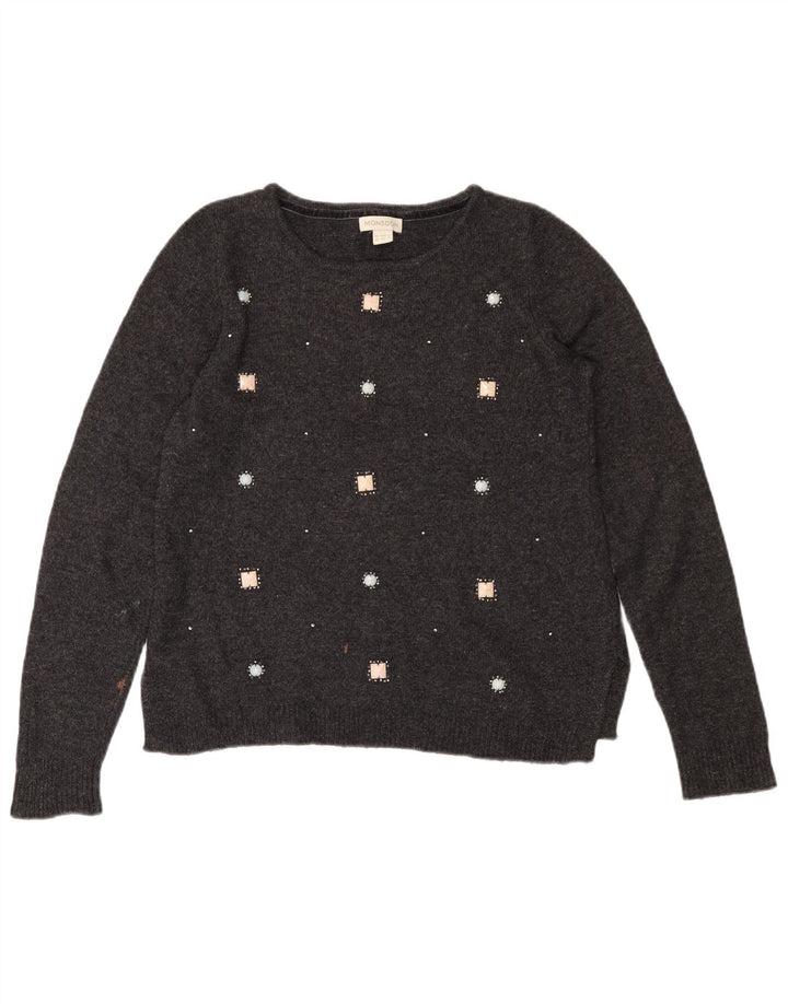 MONSOON Womens Boat Neck Jumper Sweater UK 12 Medium Grey Cotton