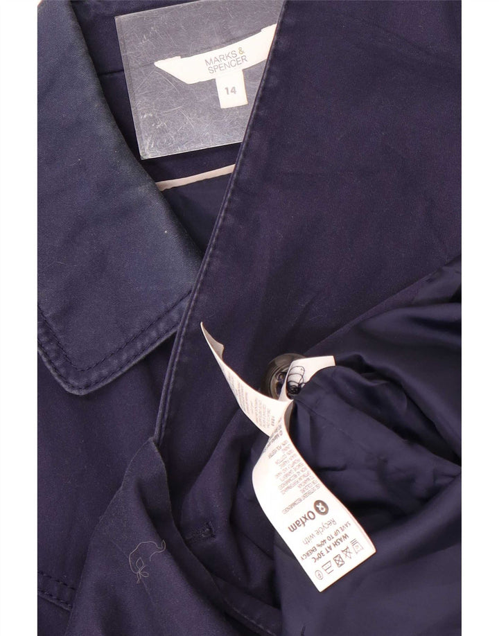 Marks & Spencer Womens Short Trench Coat UK 14 Medium Navy Blue