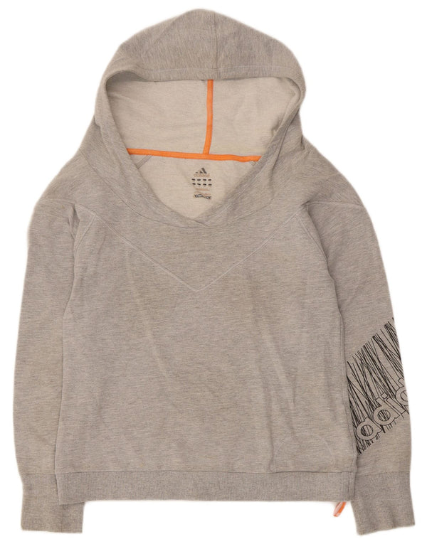 Adidas Womens Clima 365 Graphic Hoodie Jumper UK 10 Small Grey Flecked