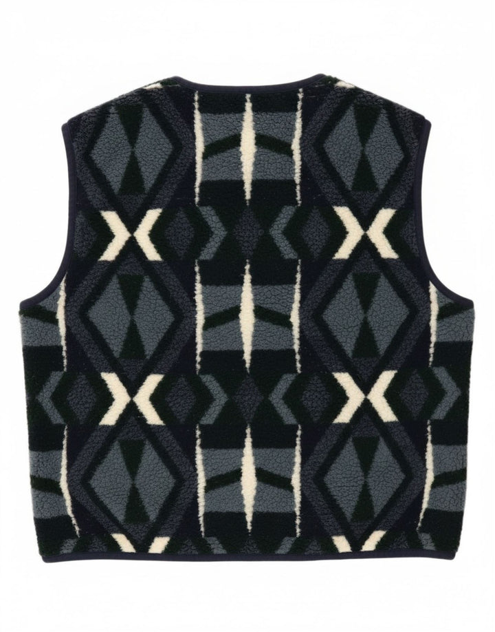 Campagnolo Mens Fleece Gilet UK 38 Medium Navy Blue Geometric Polyester