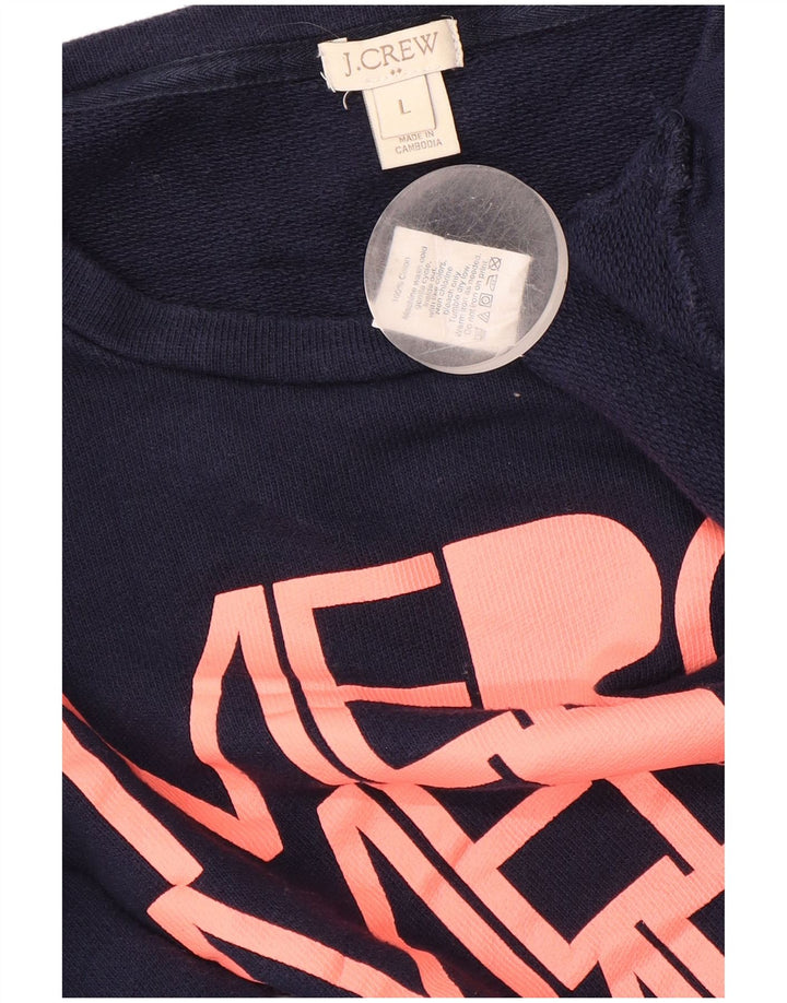 J. CREW Womens Graphic Sweatshirt Jumper UK 16 Large Navy Blue Cotton