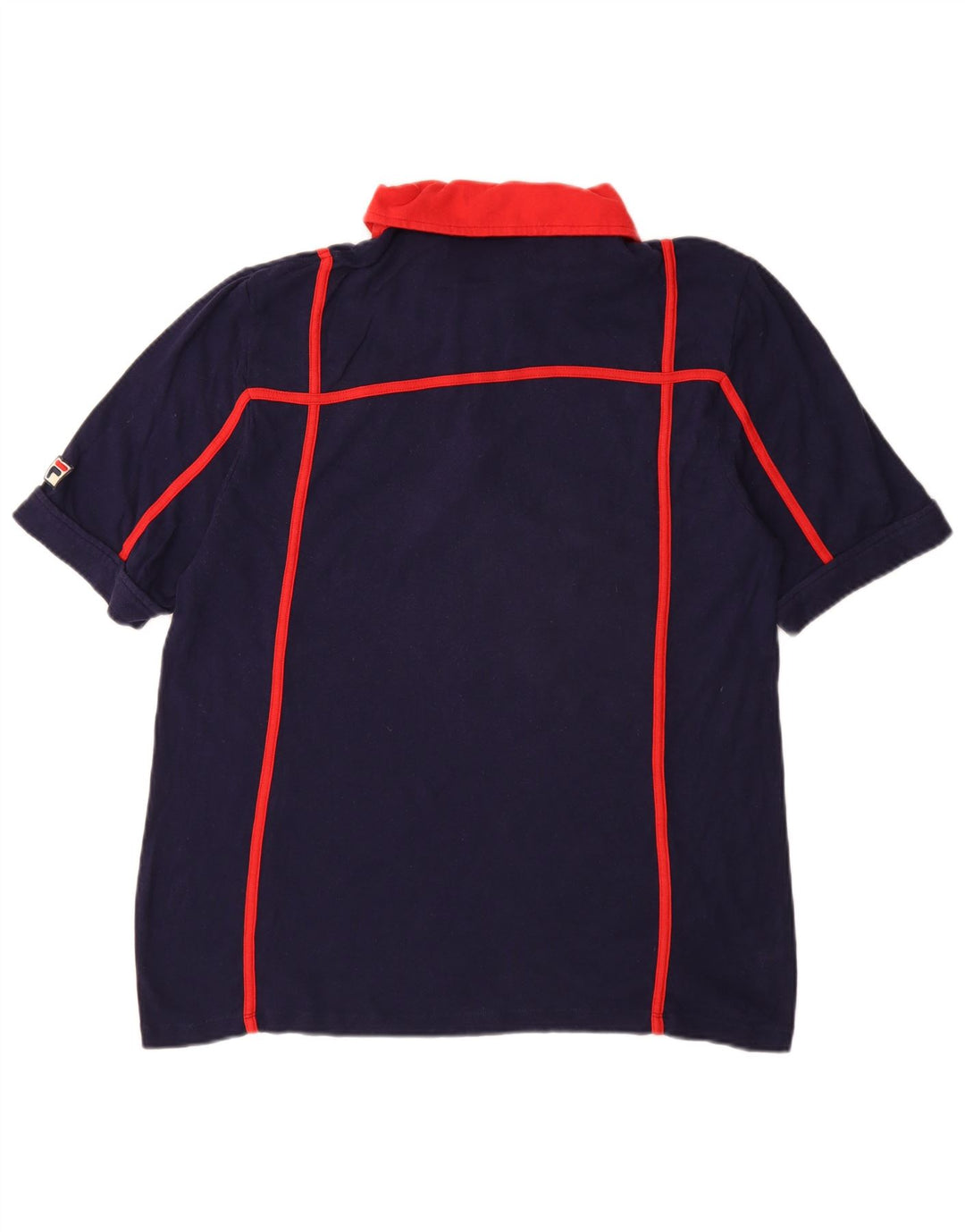 FILA Mens Polo Shirt Large Navy Blue Colourblock Cotton