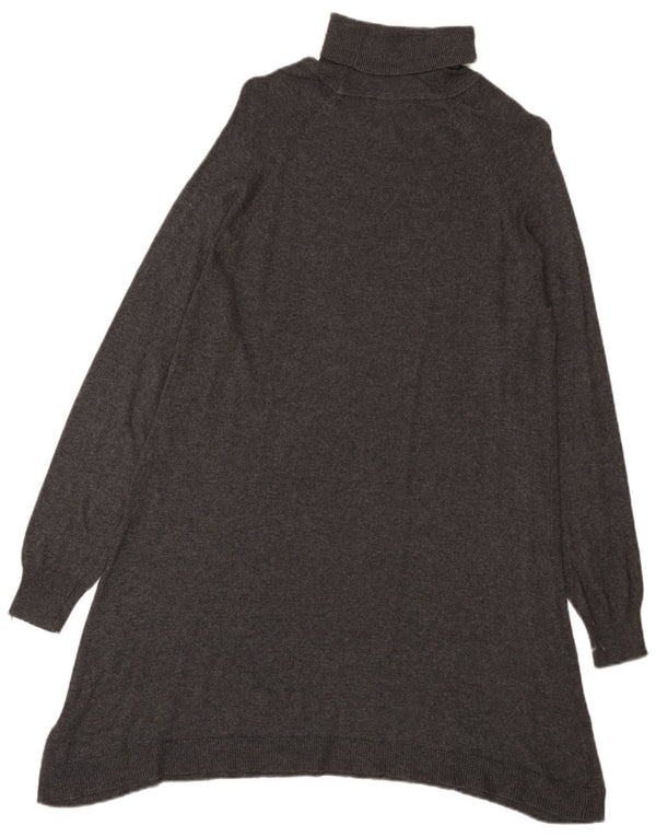 Marks & Spencer Womens Long Sleeve Jumper Dress UK 16 Large Grey Viscose