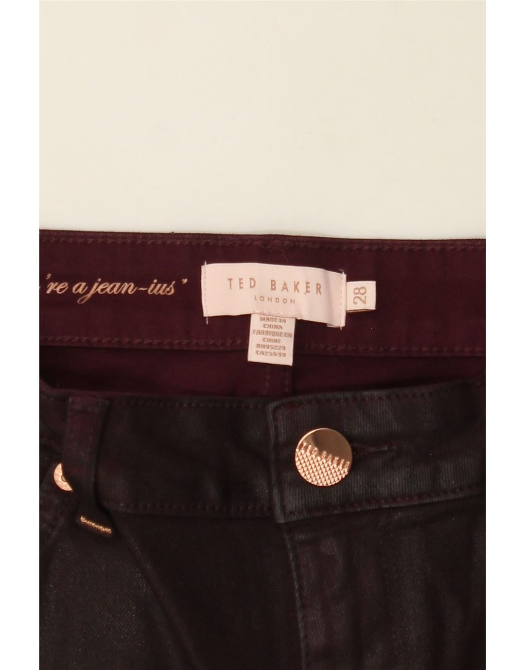 TED BAKER Womens Slim Jegging Jeans W28 L28  Maroon Cotton Vintage Ted Baker and Second-Hand Ted Baker from Messina Hembry 