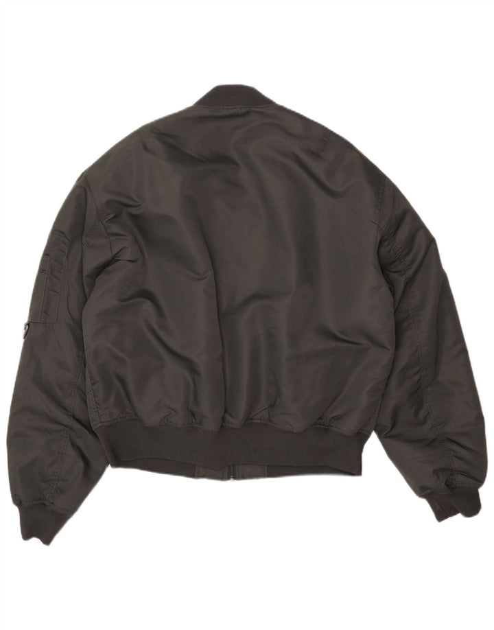 ZARA Mens Bomber Jacket UK 40 Large Grey Polyester