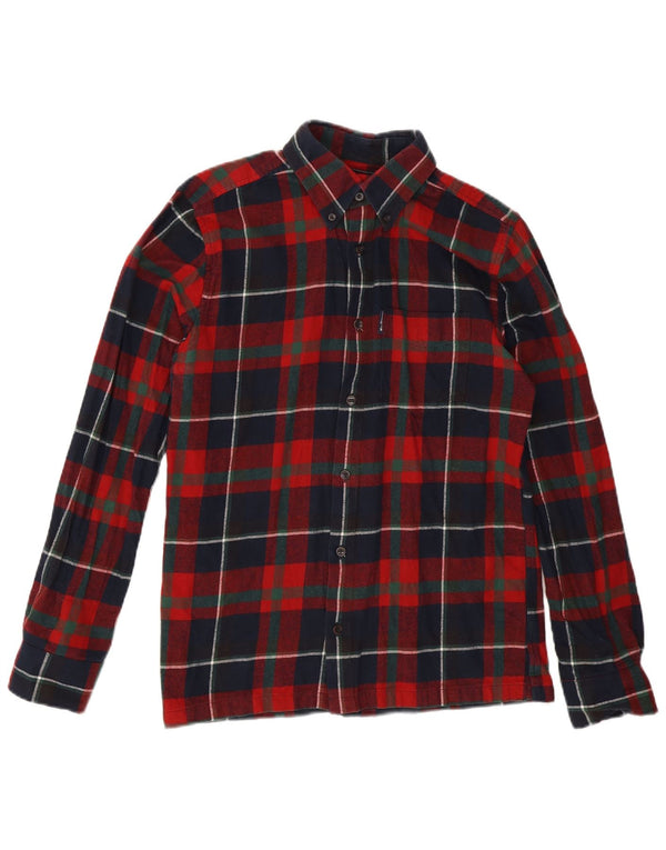 Ben Sherman Mens Flannel Shirt Small Navy Blue Check Cotton