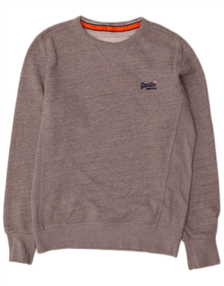 SUPERDRY Mens Sweatshirt Jumper Large Grey Flecked Cotton