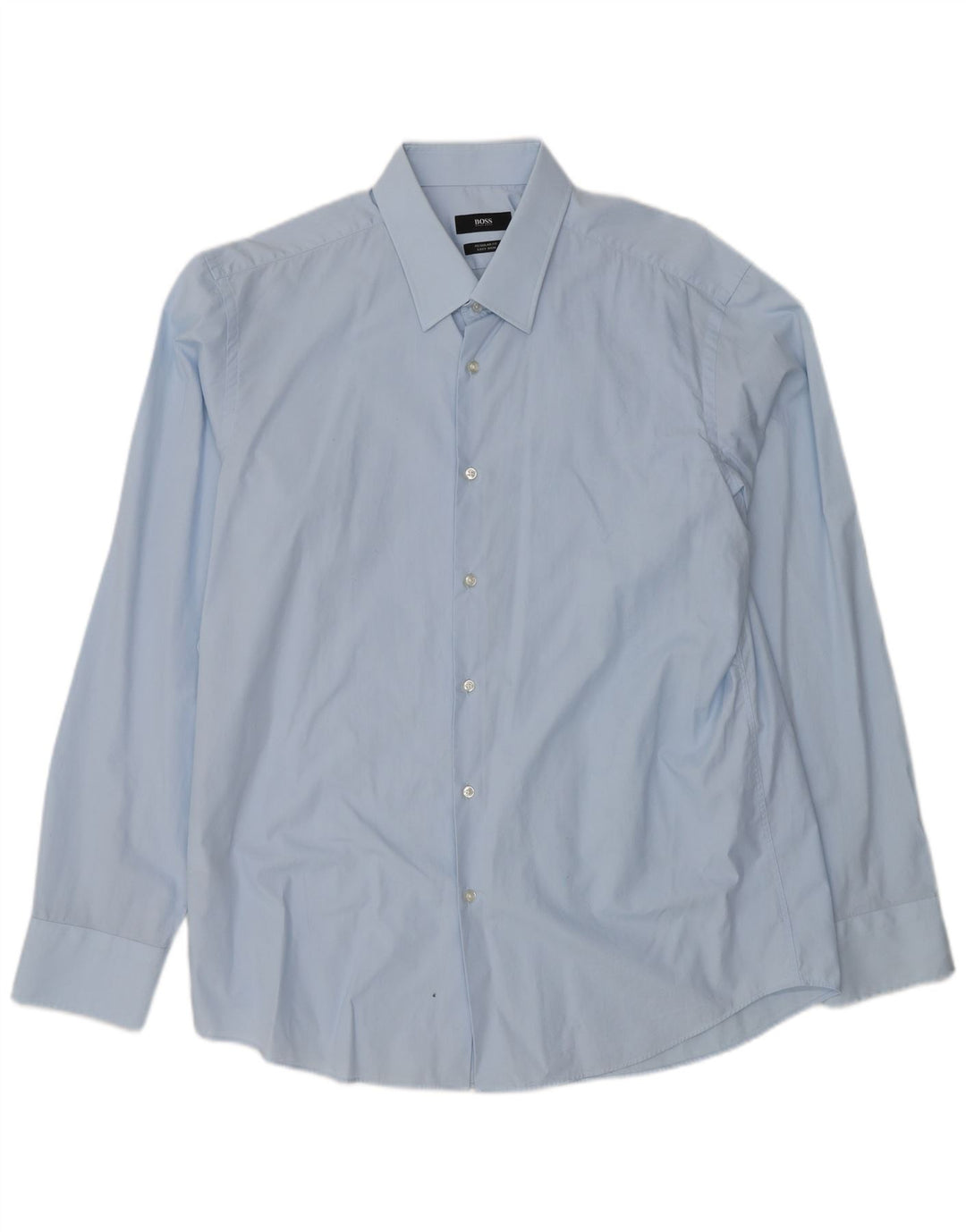 HUGO BOSS Mens Regular Fit Shirt Size 44 17 1/2 XL Blue Cotton