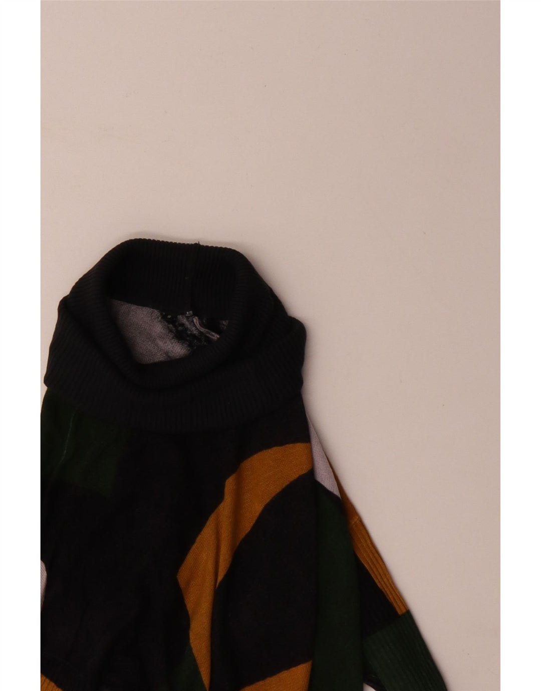 Desigual Womens Roll Neck Jumper Sweater UK 10 Small Green Geometric