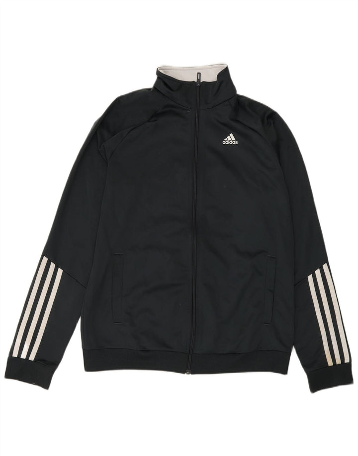 ADIDAS Womens Tracksuit Top Jacket UK 16/18 Large Grey Polyester