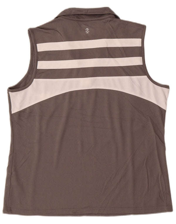 IZOD Womens Sleeveless Polo Shirt UK 18 XL Grey Colourblock Polyester