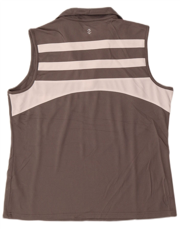 IZOD Womens Sleeveless Polo Shirt UK 18 XL Grey Colourblock Polyester