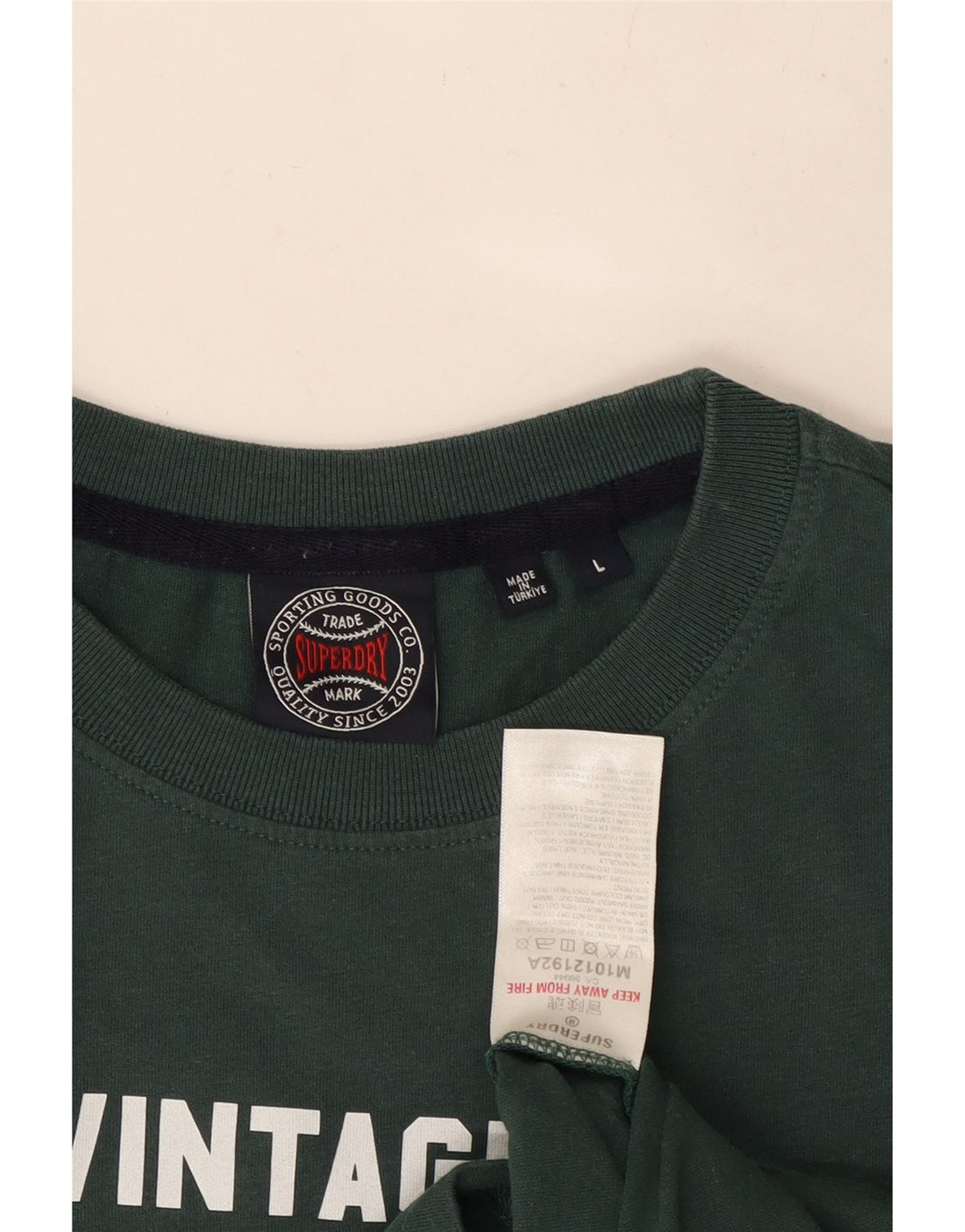 SUPERDRY Mens Vintage Graphic T-Shirt Top Large Green Cotton