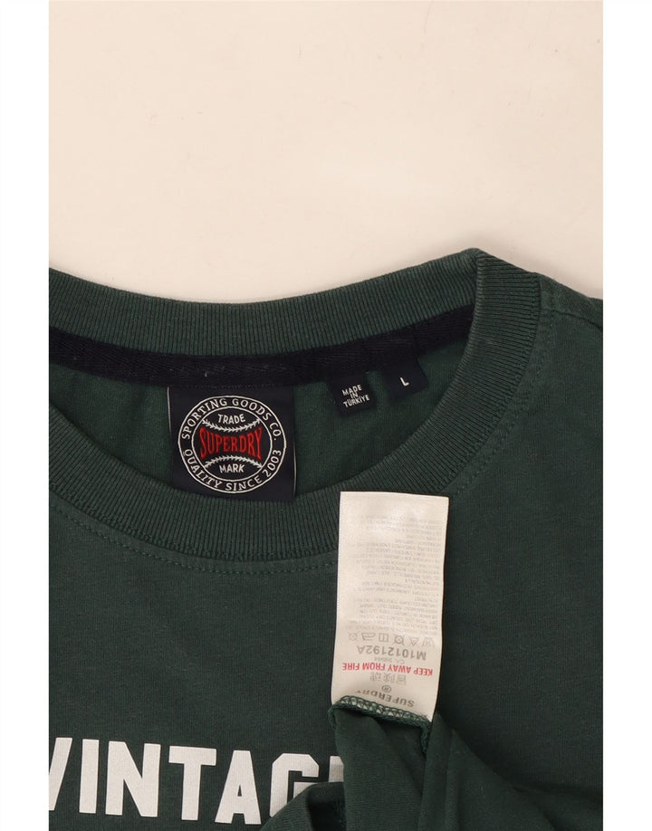 SUPERDRY Mens Vintage Graphic T-Shirt Top Large Green Cotton