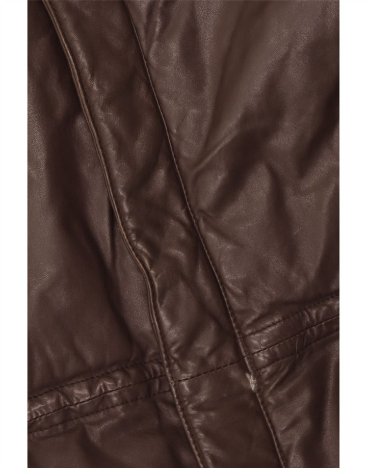 Monpel Mens Leather Jacket IT 48 Medium Brown Leather