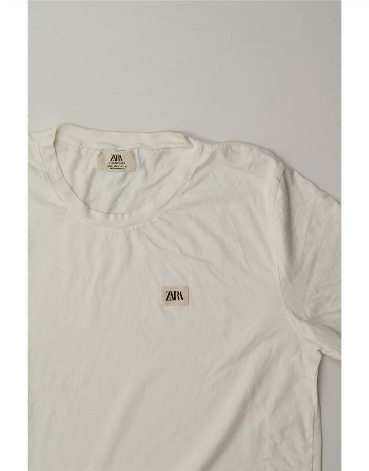 ZARA Mens T-Shirt Top Medium White Cotton Vintage Zara and Second-Hand Zara from Messina Hembry 