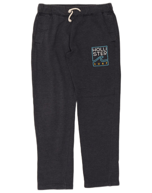 HOLLISTER Mens Graphic Tracksuit Trousers XS Navy Blue Cotton