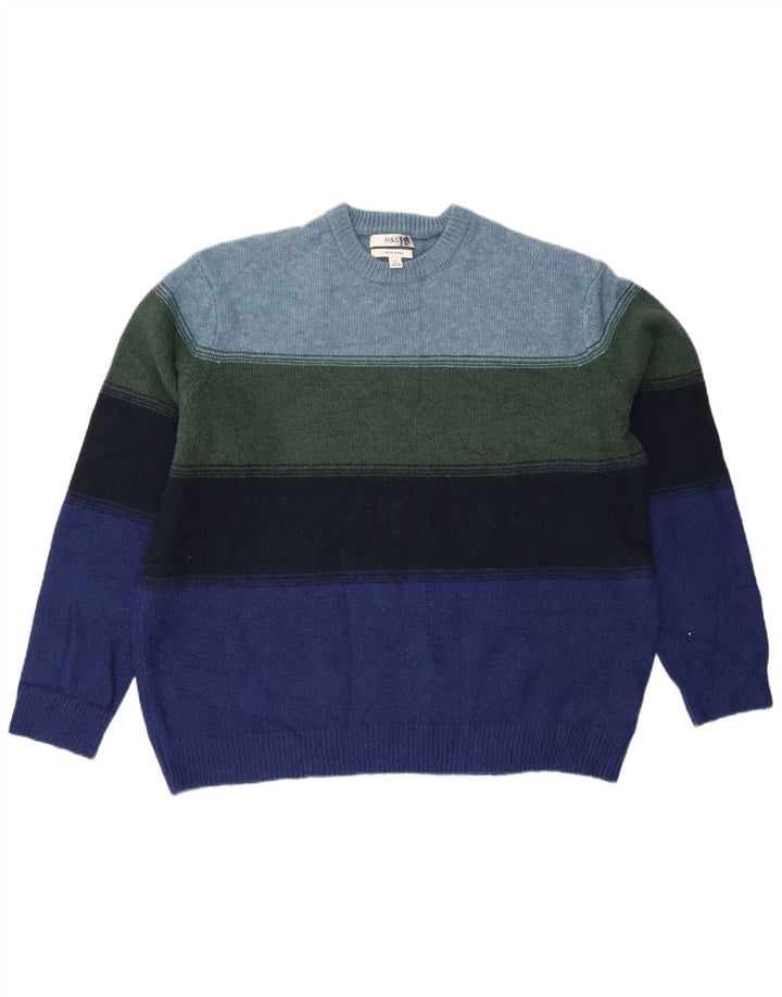 Marks & Spencer Mens Crew Neck Jumper Sweater 2XL Multicoloured Striped