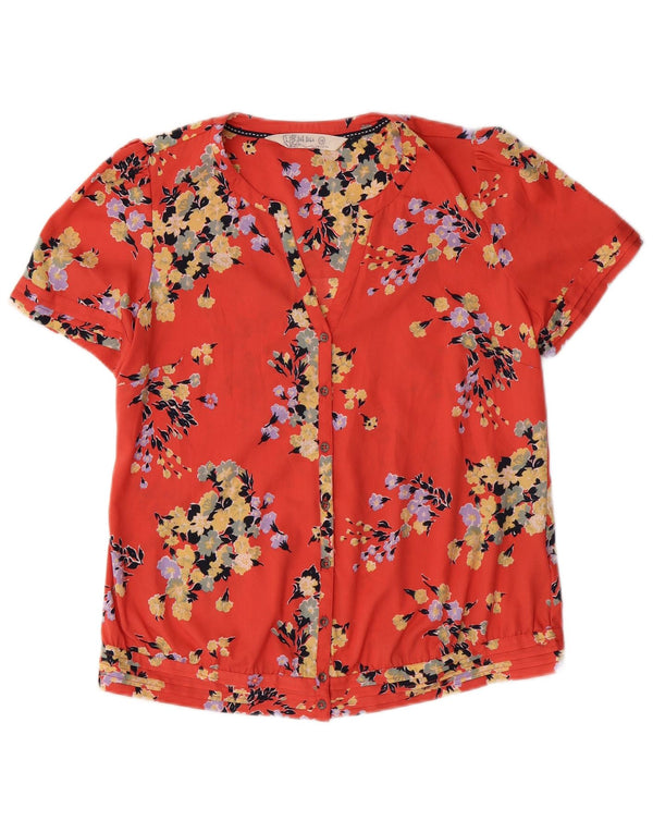 FAT FACE Womens Short Sleeve Shirt Blouse UK 10 Small  Red Floral