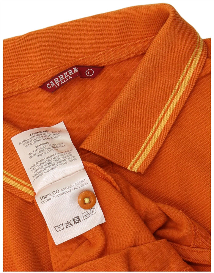 CARRERA Mens Polo Shirt Large Orange Cotton