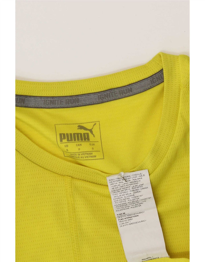 Puma Mens T-Shirt Top Small Yellow Polyester