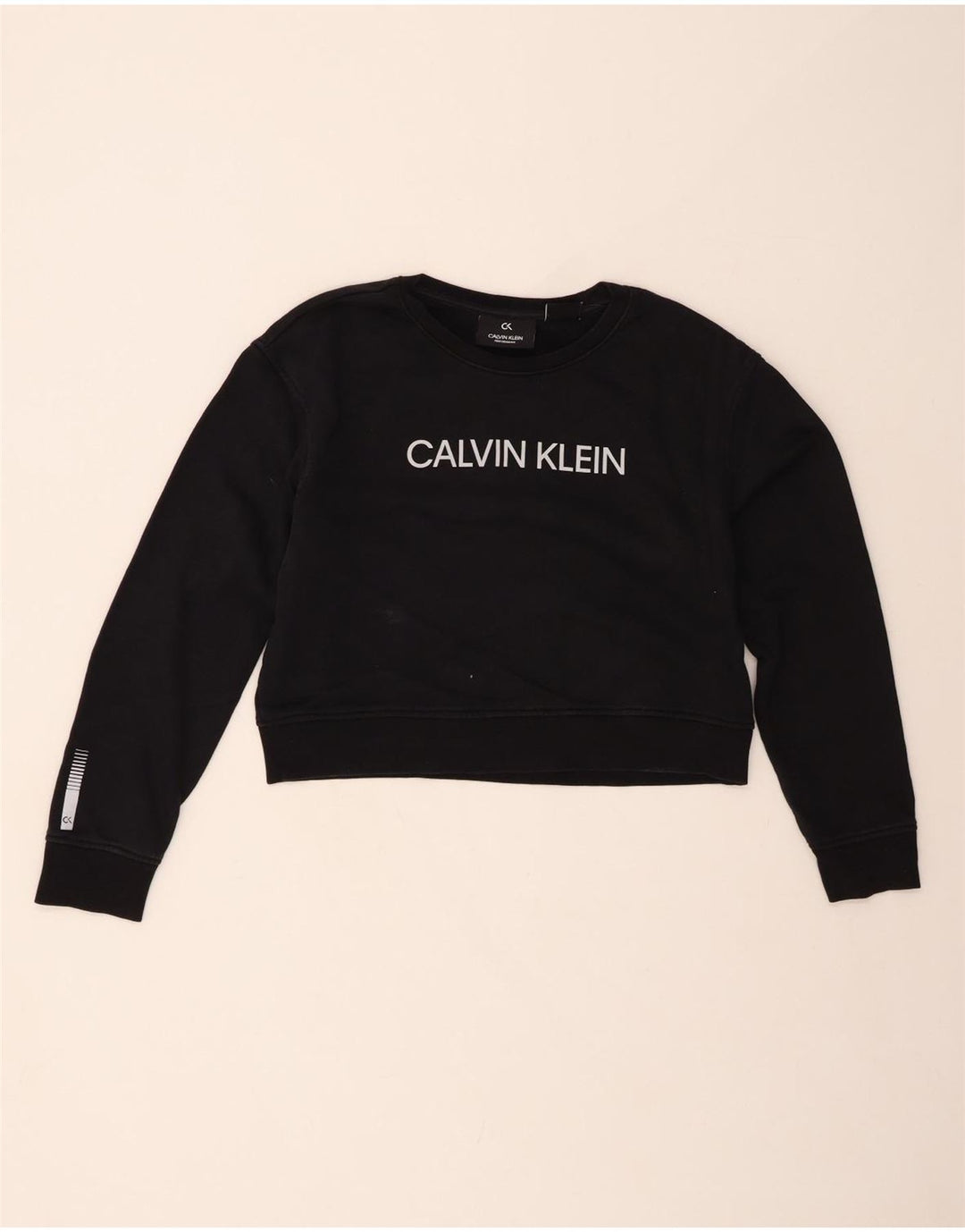 CALVIN KLEIN Womens Graphic Sweatshirt Jumper UK 14 Medium Black