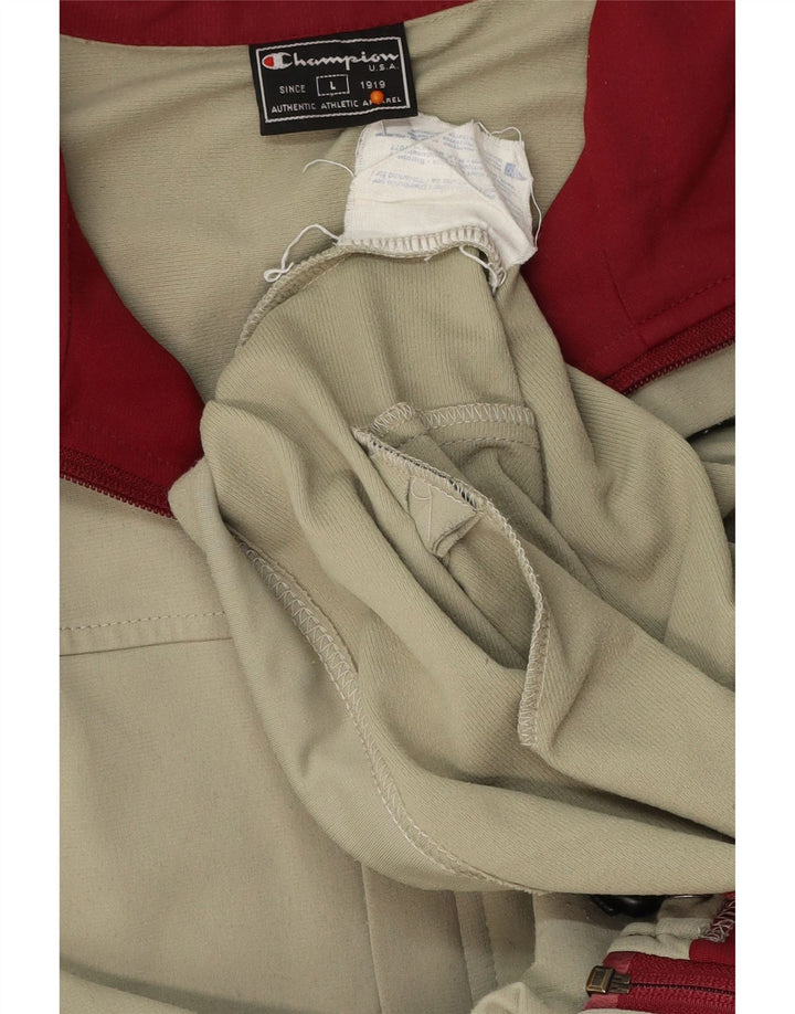CHAMPION Mens Tracksuit Top Jacket Large Khaki Polyester