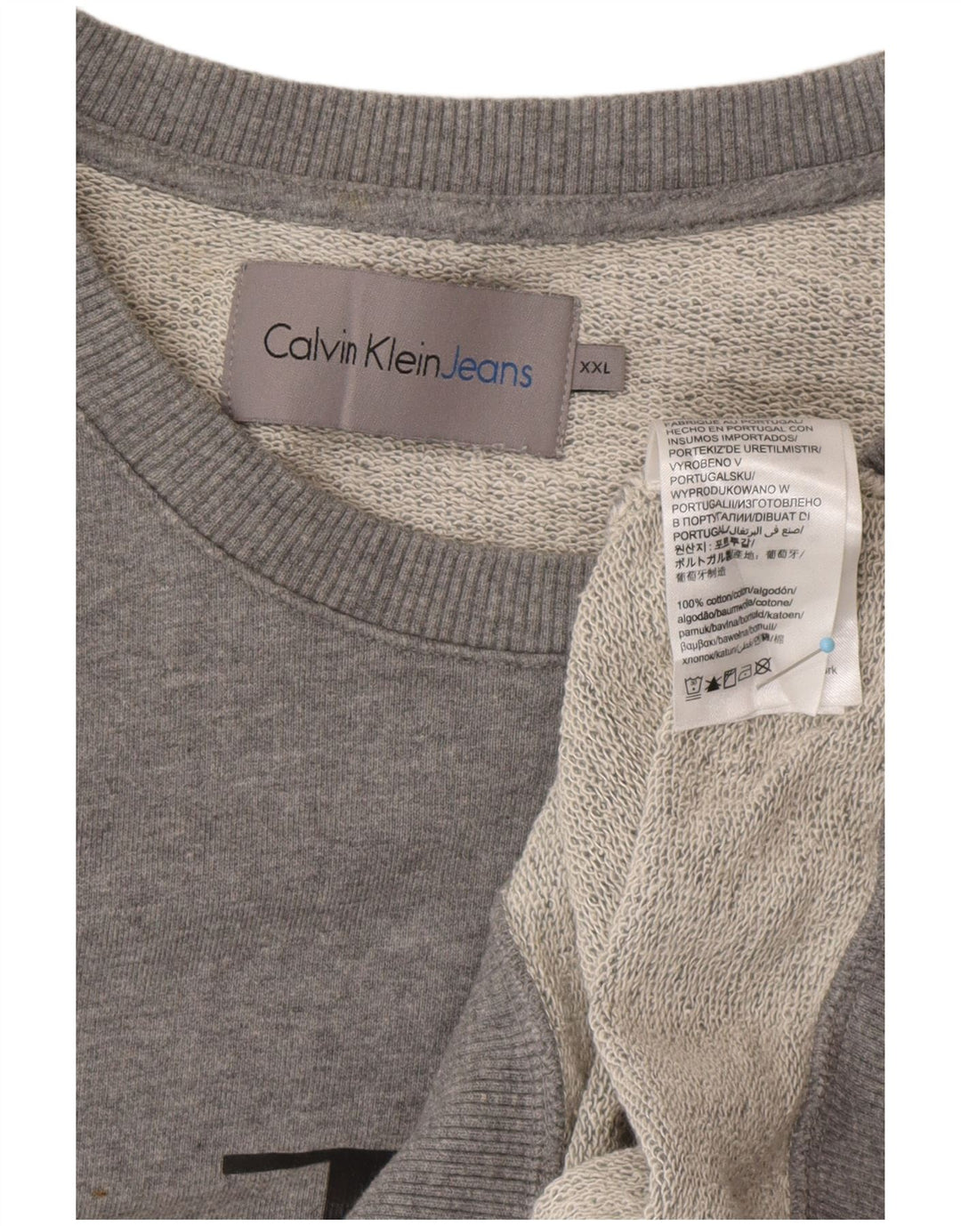 CALVIN KLEIN JEANS Mens Graphic Sweatshirt Jumper 2XL Grey Cotton