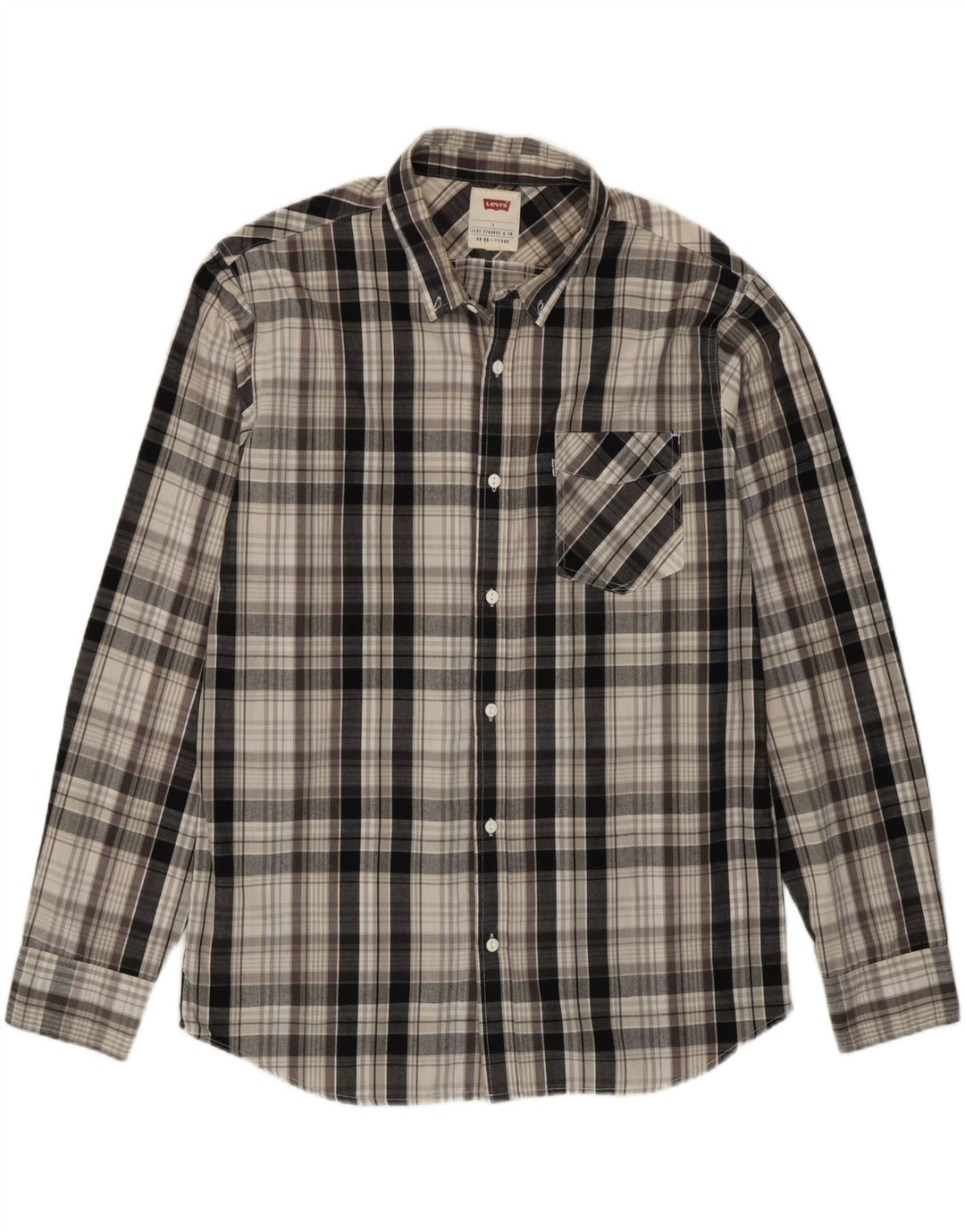 Levi's Mens Shirt Large Grey Check Cotton