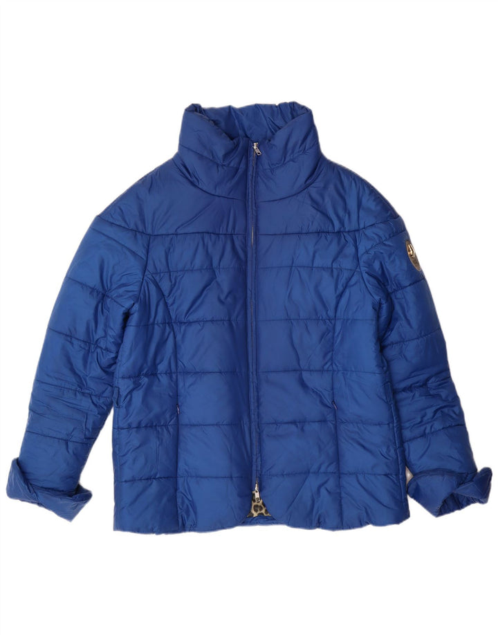 CAVALLI Womens Padded Jacket IT 46 Large Blue Polyester
