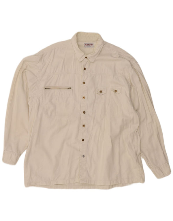 Berto Lucci Mens Denim Shirt XL White Cotton