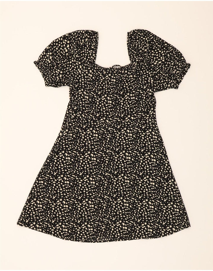 VINTAGE Womens A-Line Dress UK 10 Small Black Spotted Polyester Vintage Vintage and Second-Hand Vintage from Messina Hembry 