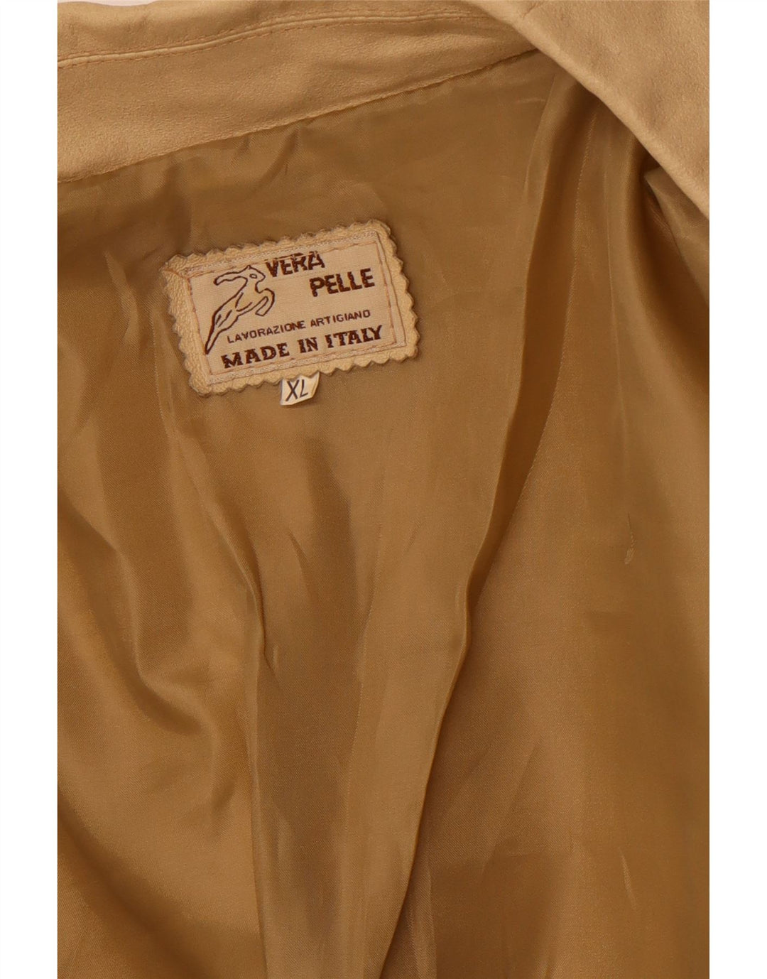 VINTAGE Womens Leather Jacket UK 18 XL Beige Leather