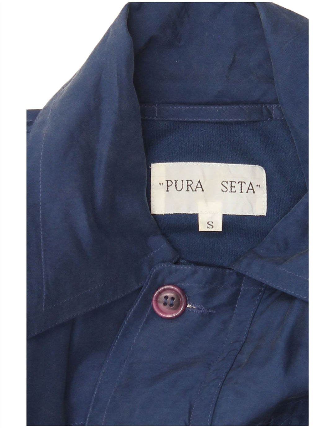 PURA SETA Mens Utility Jacket UK 36 Small Blue Silk