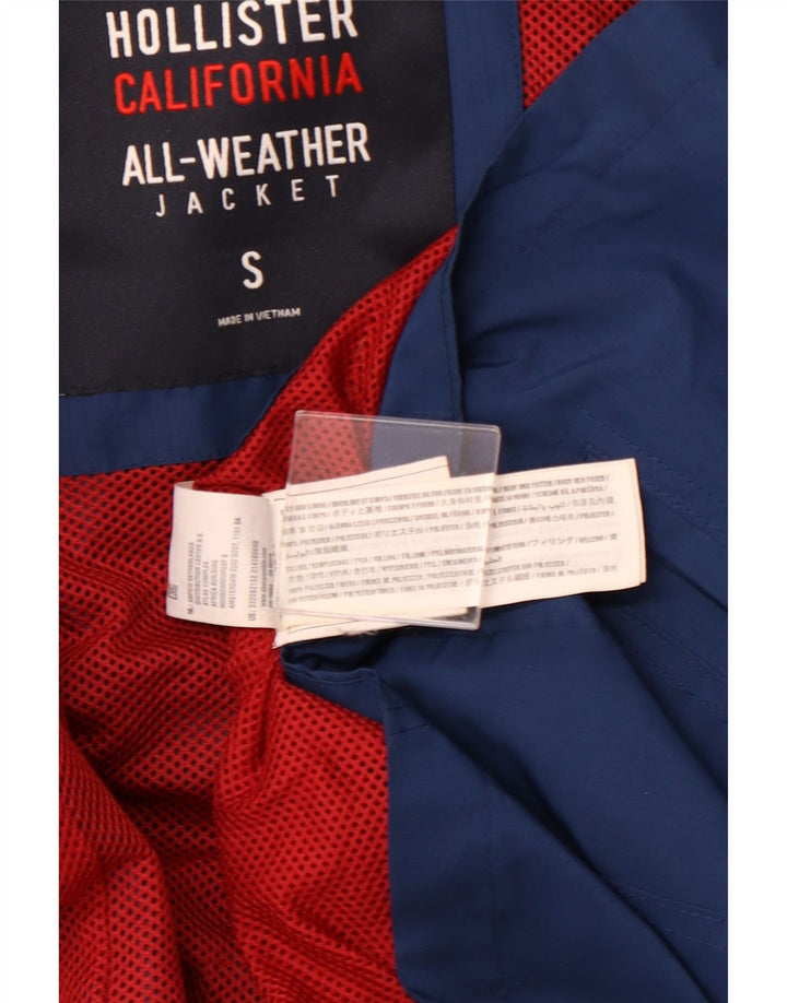 HOLLISTER Mens Hooded Windbreaker Jacket UK 36 Small Navy Blue Polyester