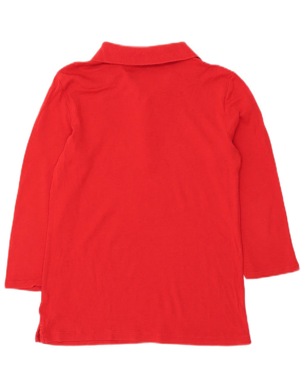 Ralph Lauren Womens 3/4 Sleeve Polo Shirt UK 12 Medium Red Cotton
