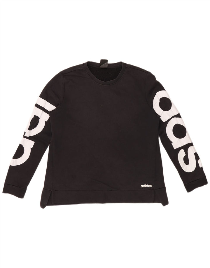Adidas Womens Climalite Graphic Sweatshirt Jumper IT 44 Medium Black Cotton