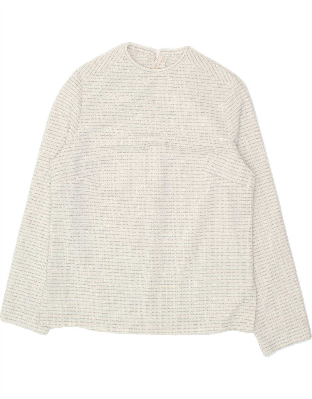 VINTAGE Womens Top Long Sleeve UK 14 Medium White Striped Vintage Vintage and Second-Hand Vintage from Messina Hembry 